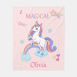 Cute Magic Unicorn Personlig Fleecefilt