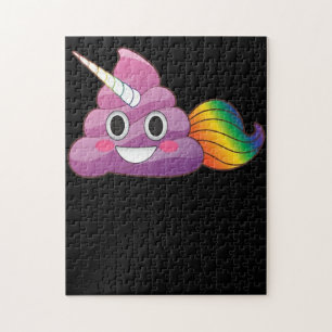 Cute Magic Unicorn Poop Emoji med Rainbow Svan Pussel