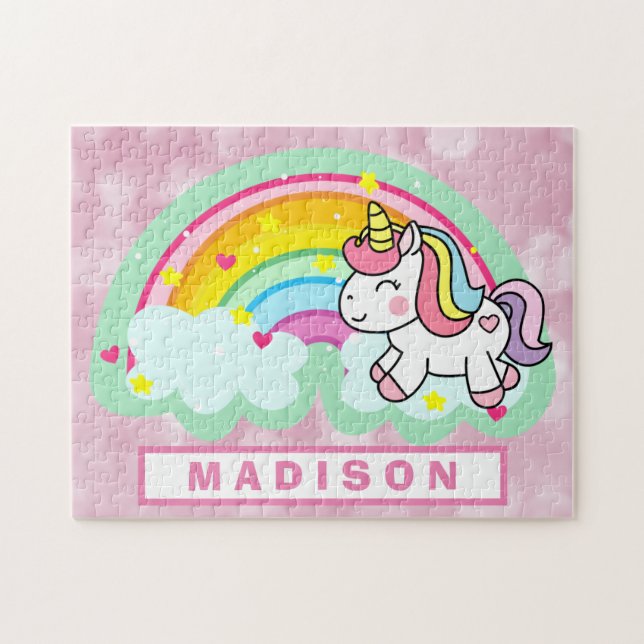 Cute Magic Unicorn Rainbow Pussel (Horisontell)