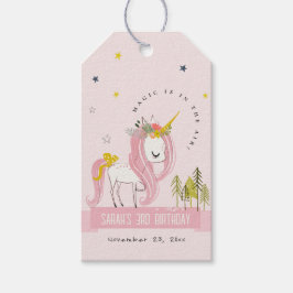 Cute Magic Unicorn Rosa  Barns födelsedag Presentetikett