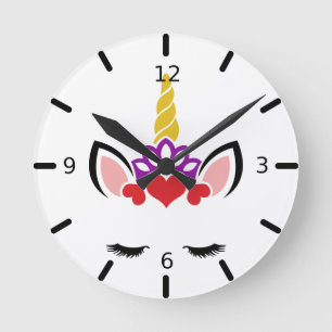 Cute Magic Unicorn Round Clock Rund Klocka