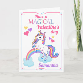 Cute Magic Unicorn Valentine Day Card Helgkort