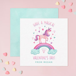 Cute Magic Unicorn Valentines day - platta anteckn Anteckningskort