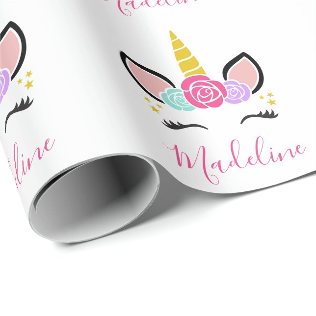 Cute Magic Unicorn Wrapping Papper Presentpapper (Rullad Hörn)