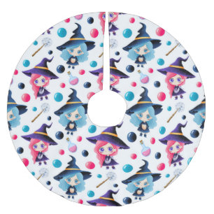 Cute Magic Witch Mönster Julgransmatta Borstad Polyester