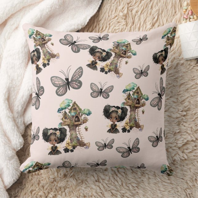 Cute Magic Woodland Fairy Butterfly Kudde (Filt)