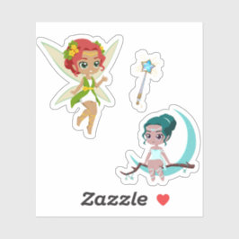 Cute Magical Fairy Girl Fantasy Vinyl Sticker Set Klistermärken