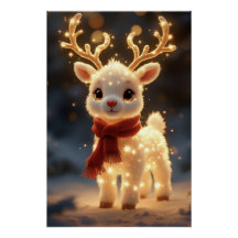 Cute Magical Reindeer with Sparkling Lights