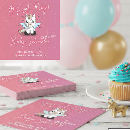Cute Magical Unicorn Boy Baby Shower Napkins | Pin Pappersservett