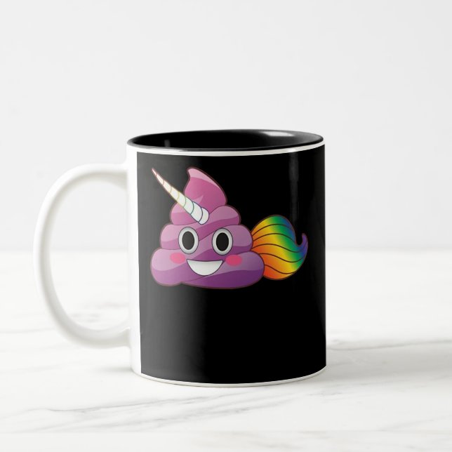 Cute Magical Unicorn Poop Emoji with Rainbow Tail Två-Tonad Mugg (Vänster)
