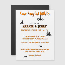 Cute Magnet Inbjudan Black & Orange Halloween fest