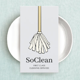 Cute Maid House Städning Tecknad Mop Visitkort