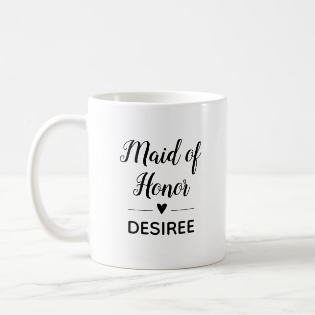 Cute Maid of honor med Namn Brudens sida-gåva Kaffemugg (Vänster)