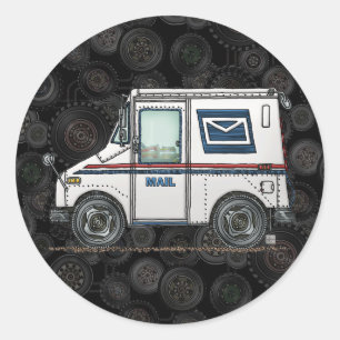 Cute Mail Lastbil Runt Klistermärke