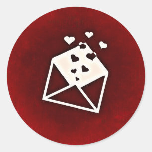 Cute Mail med Kärlek Hearts Alla hjärtans dag Runt Klistermärke