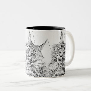 Cute Maine coon cat black- and white Graphic Två-Tonad Mugg