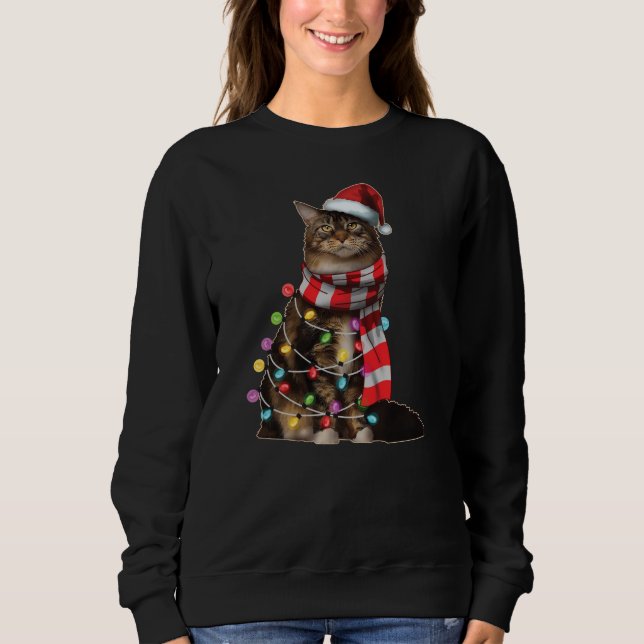 Cute Maine Coon Cat Funny Julafton Helgdag Gift T Shirt (Framsida)