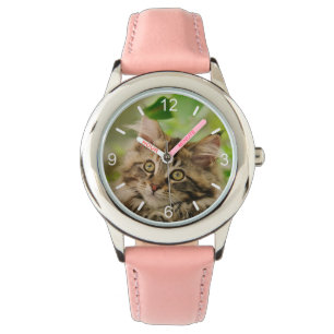 Cute Maine Coon Cat Kitten Porträtt - uppringnings Armbandsur