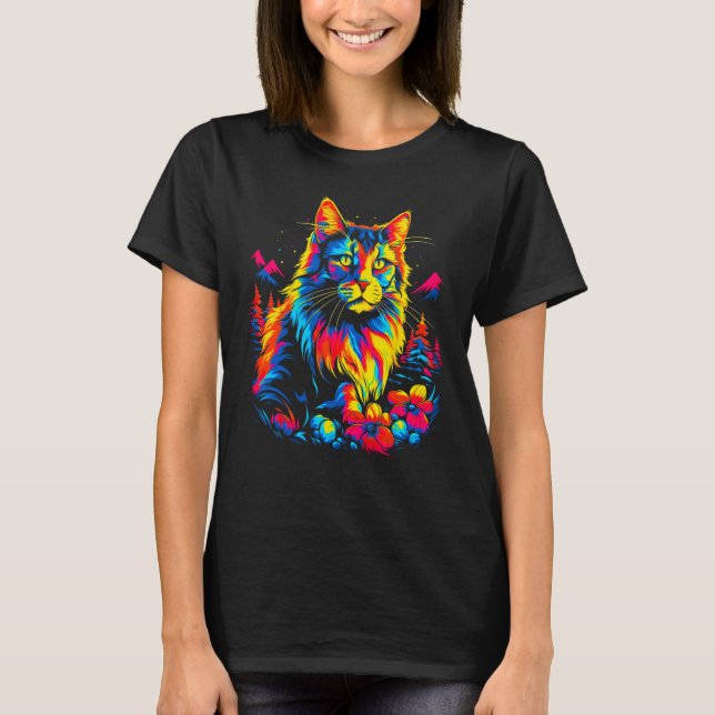 Cute Maine Coon Cat T Shirt (Framsida)