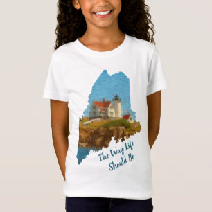 Cute Maine säger "Nubble Lighthouse Flicks" T Shirt