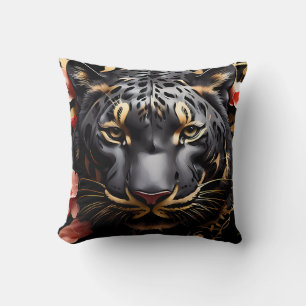 Cute Majestic Black Tiger Porträtt Kudde
