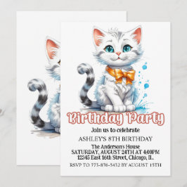 Cute Majestic Kattunge Födelsedagsfest Inbjudningar