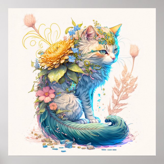 Cute Majestic Kattunge illustration Poster (Framsidan)
