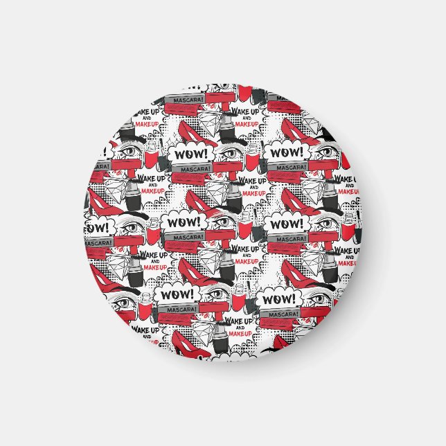 Cute Makeup Girl - kawaii Beauty och Glam Mode Magnet (Framsidan)