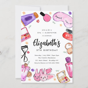 Cute Makeup Girls Slumber Sleepover Spa Birthday Inbjudningar