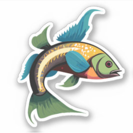 Cute Male Beta Fish Tecknad Charactor Klistermärken