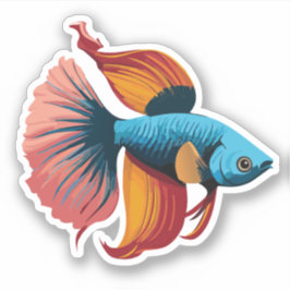 Cute Male Beta Fish Tecknad Charactor Klistermärken