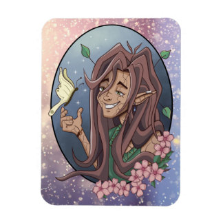 Cute Male Elf och Blek Cream Butterfly Magnet