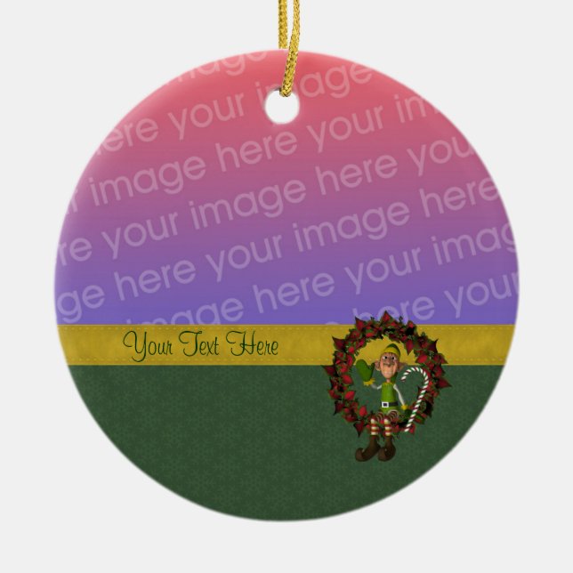 Cute Male Elf Wandeans Helgdag Foto Ornament (Framsidan)