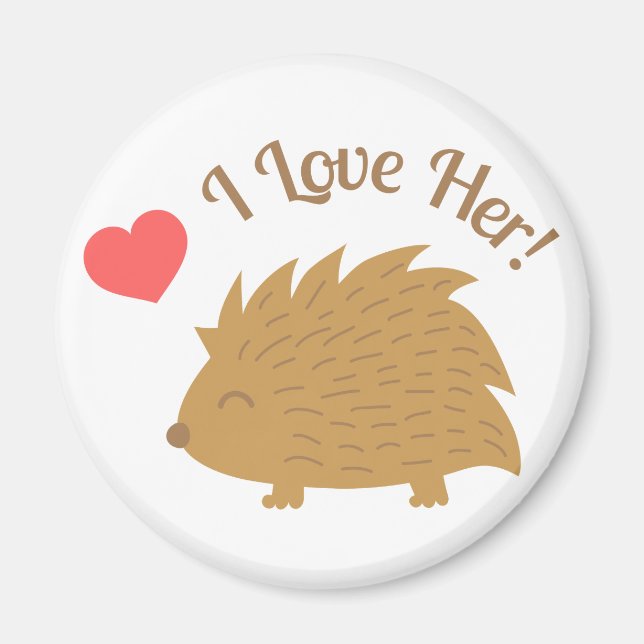 Cute Male Hedgehog i Kärlek, jag kärlek Hennes Magnet (Framsidan)