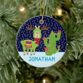 Cute Male-jullama med Namn Julgransprydnad Keramik