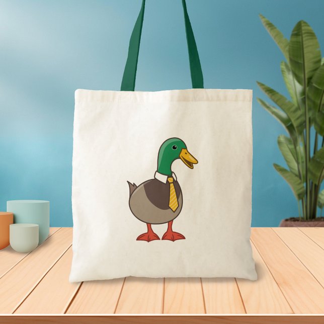Cute Mallard Duck White Collar Necktie Tygkasse (Skapare uppladdad)