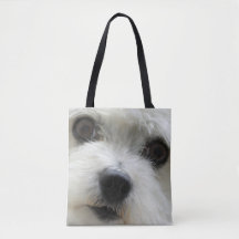 Cute Maltese Ansikte Fullt Print Tote Bag