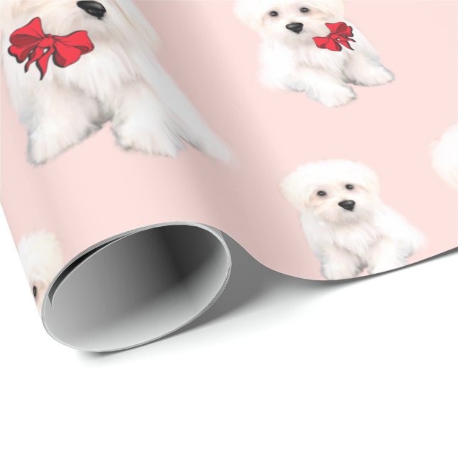 Cute Maltese,Bolonka mönster Presentpapper (Rullad Hörn)