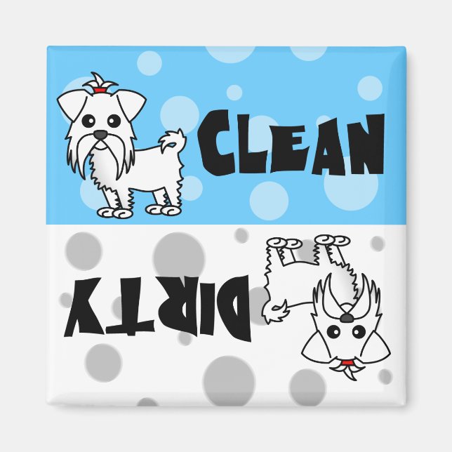 Cute Maltese Clean / Dirty Dishwasher Magnet (Framsidan)