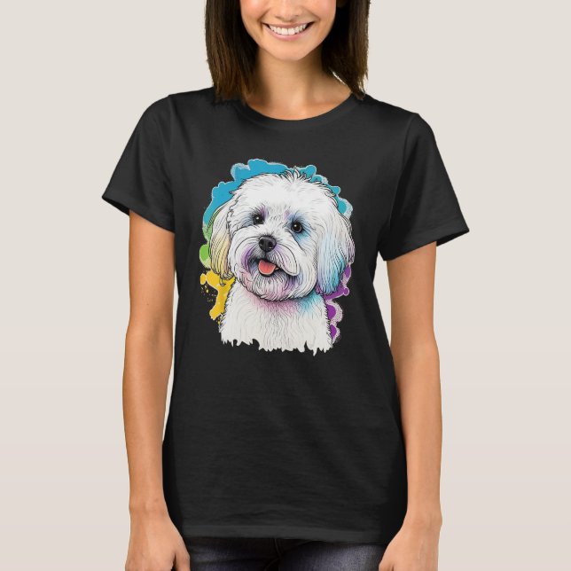 Cute Maltese Dog on Maltese dog  1 T Shirt (Framsida)