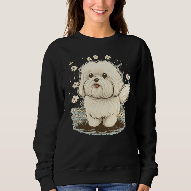Cute Maltese Dog on Maltese dog  5 T Shirt (Framsida)