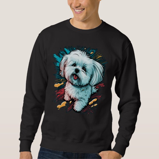 Cute Maltese Dog on Maltese dog Lång Ärmad Tröja (Framsida)