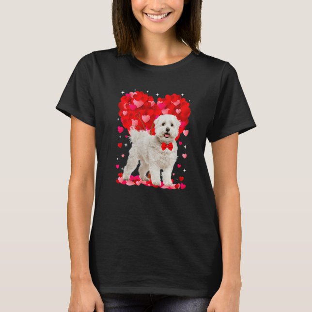 Cute Maltese Dog Valentines Day Heart Puppy Lover  T Shirt (Framsida)
