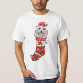 Cute Maltese Hund jul, Julafton Malese Hund T-Shi T Shirt