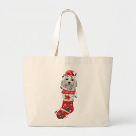 Cute Maltese Hund jul, Julafton Maltesiska Hund Jumbo Tygkasse