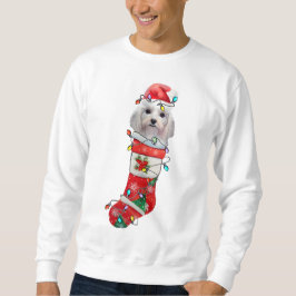 Cute Maltese Hund jul, Julafton Maltesiska Hund Lång Ärmad Tröja