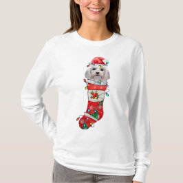 Cute Maltese Hund jul, Julafton Maltesiska Hund T Shirt