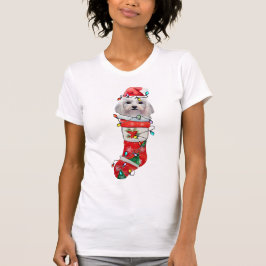 Cute Maltese Hund jul, Julafton Maltesiska Hund T Shirt