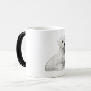 Cute Maltese Hund Sitta Puppy Magisk Mugg