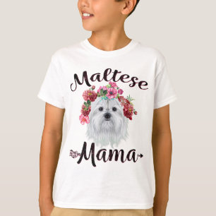 Cute Maltese Mamma Flower Hund älskare Gifts T Shirt